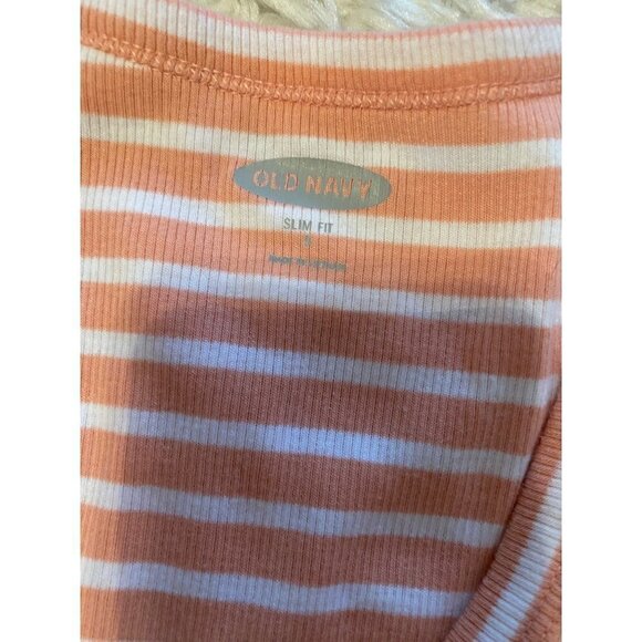 Pink and White Striped V-neck Ribbed Tank Size S - Picture 2 of 3